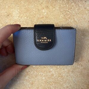 Coach Navy and Light Blue Leather Card Holder